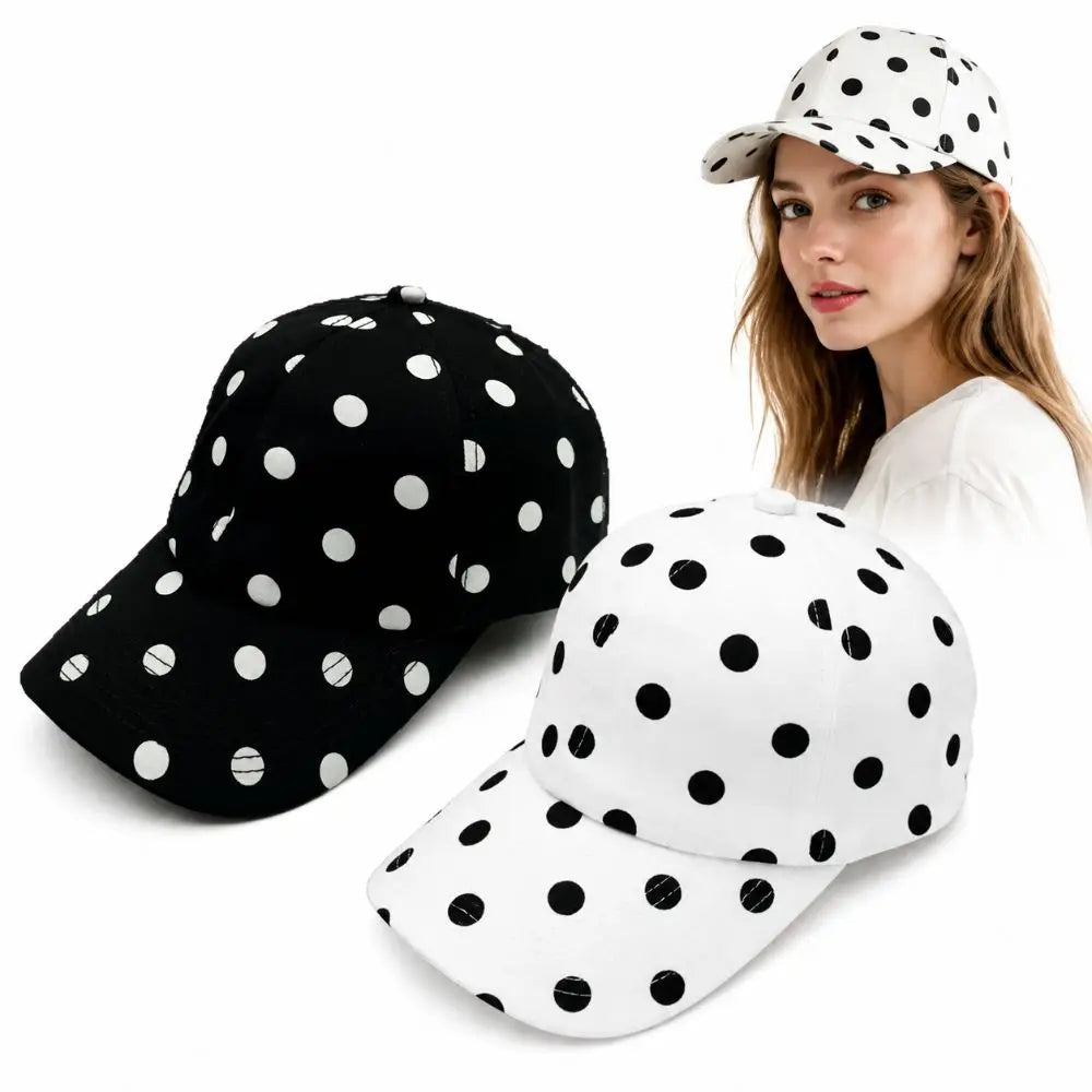 Retro Soft-top Polka Dot Baseball Cap Adjustable Sun Protection Casual Hat Versatile Wide Brim Peaked Cap Summer Outing Zpaxo