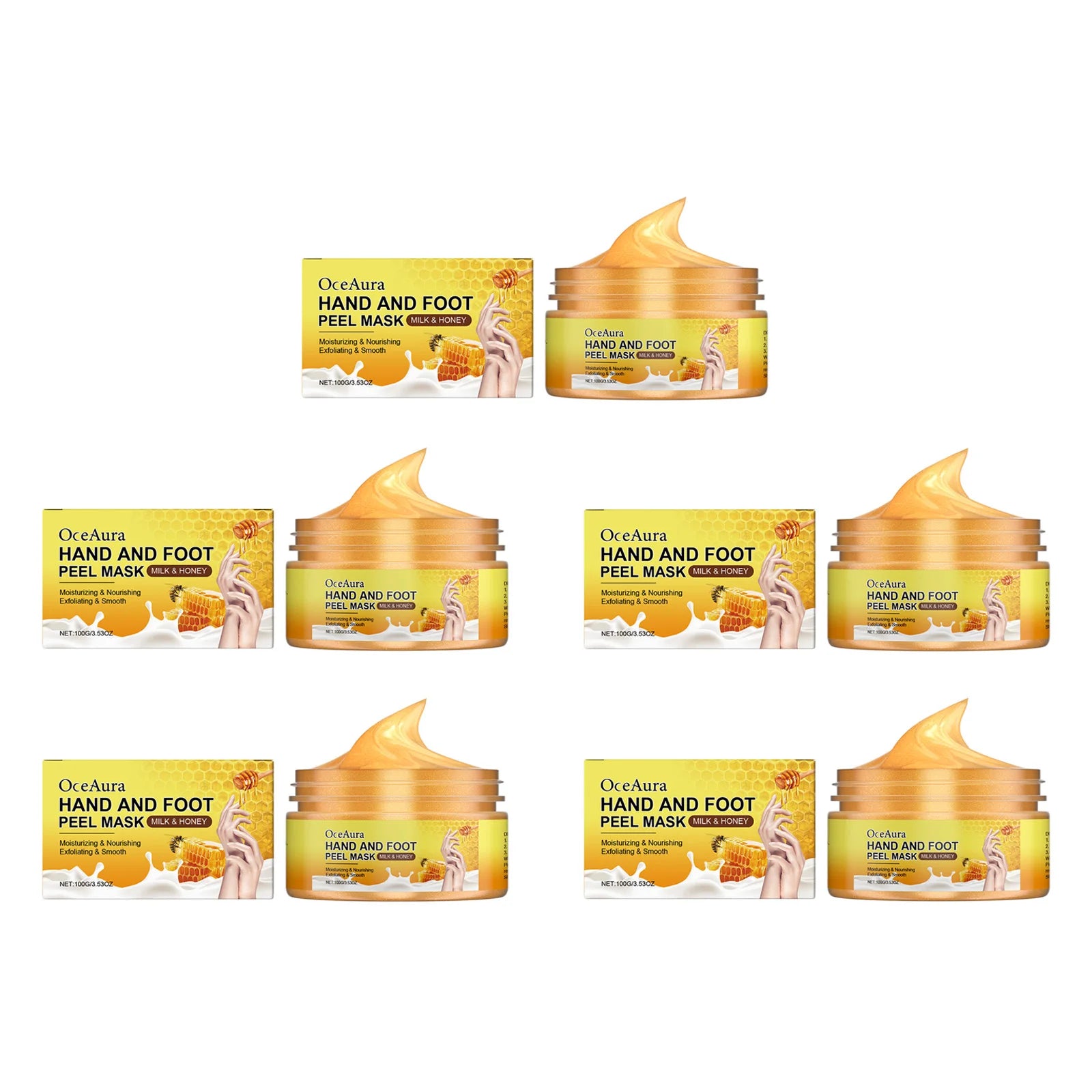 Exfoliating Hand Foot Mask Moisturizing Improve Rough Dryness Heel Cracked Care Remove Callus Dead Skin Soft Smooth Skin Care Zpaxo 5 x 100g Boxed