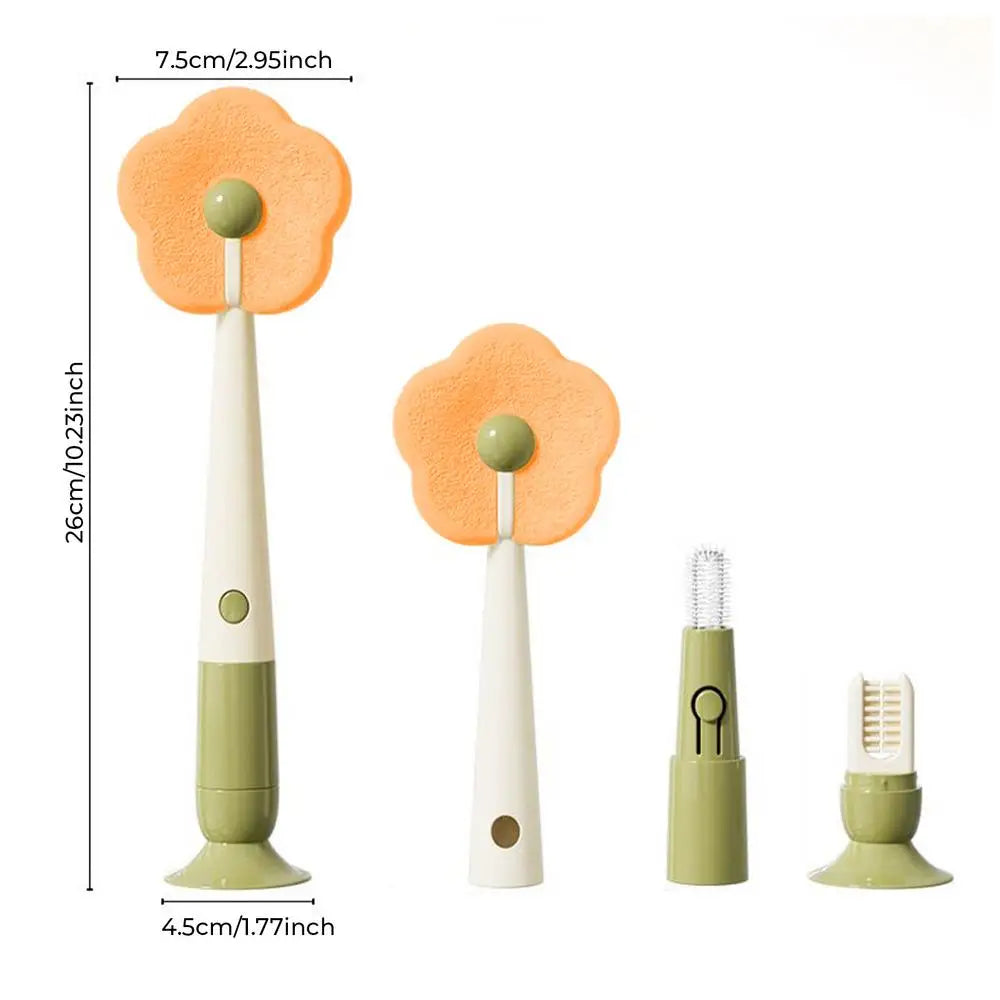 Cup Brush Cleaner Cup Brush Sponge Suction Multifunctional Washer Flower-shaped Scrubber For Kitchen Sink Coffee Travel Wine Zpaxo Orange United States