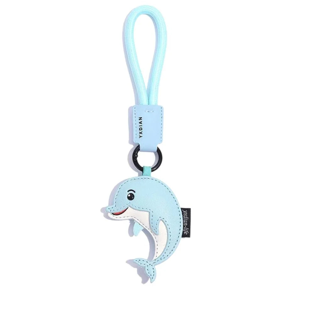 Funny PU Leather Dolphin Keychain Ocean Animal Shark Dolphin Pendant Birthday Gifts Bag Charms Car Keyring Girl/Boy Zpaxo Dolphin