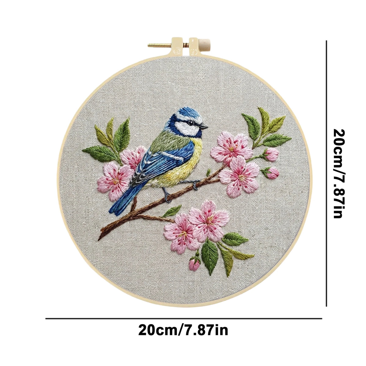 DIY Stamped Embroidery Hoop Birds Flowers Starter 30x30cm Beginners Zpaxo C