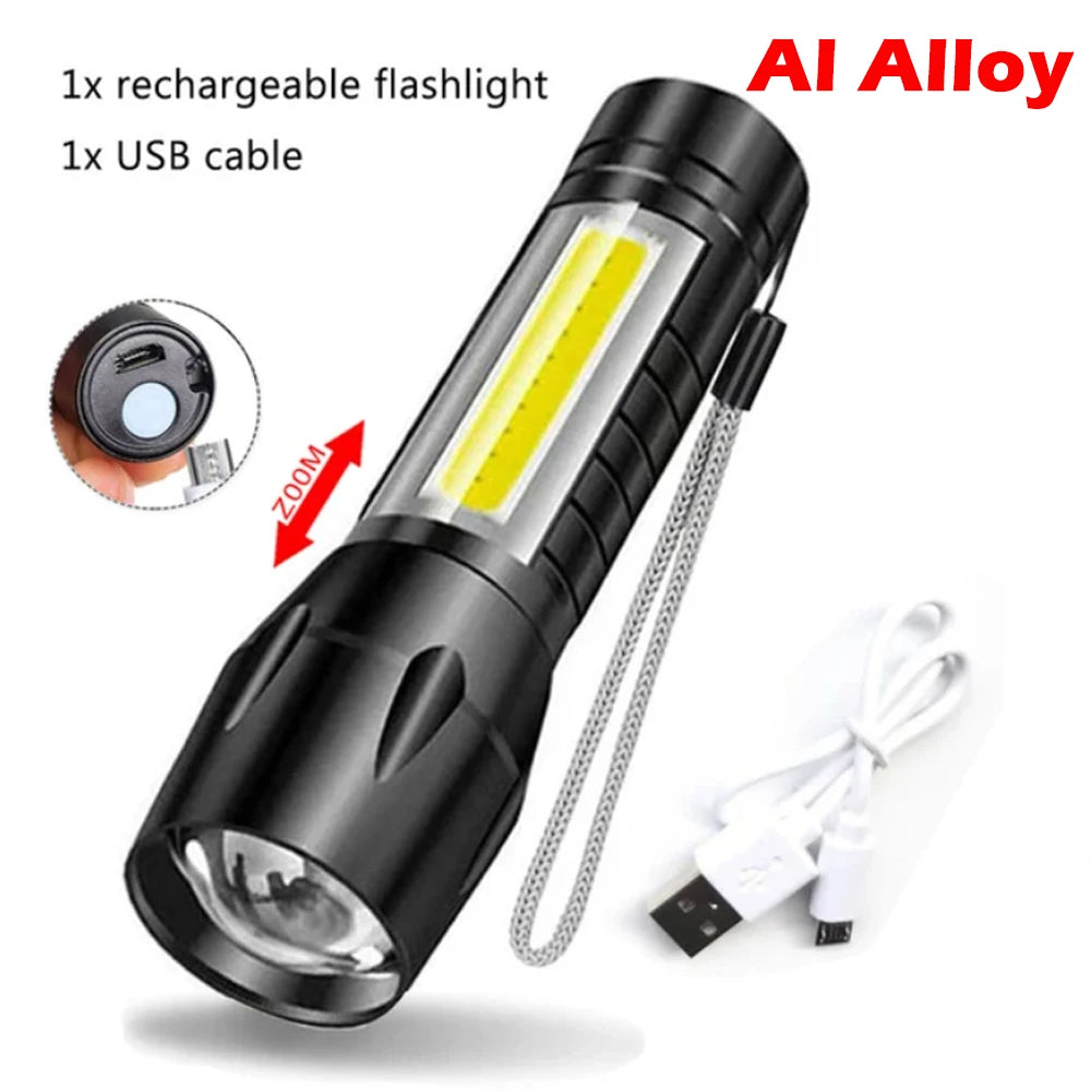 Mini UV LED Rechargeable Flashlight – 800LM, Waterproof, USB LED UV Flashlight Zpaxo Package C 3PCS