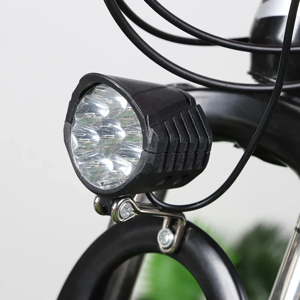 E-Bike Horn Light 36V 48V 60V Electric 9LED Bicycle Headlight 18W 2in1 Horn and Light Switch Scooter Safety Bike Flashlight Zpaxo