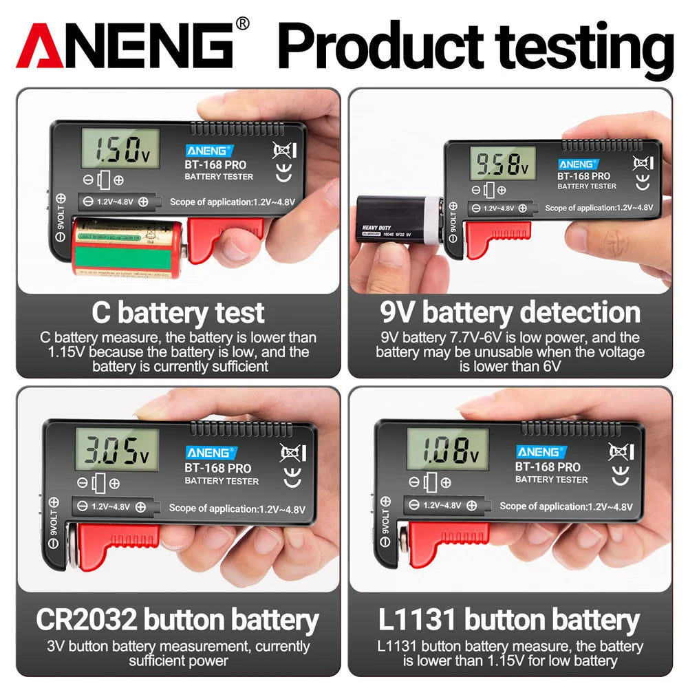 ANENG BT-168 Battery Testers Capacity Checkered Load Analyzer 9V AAA