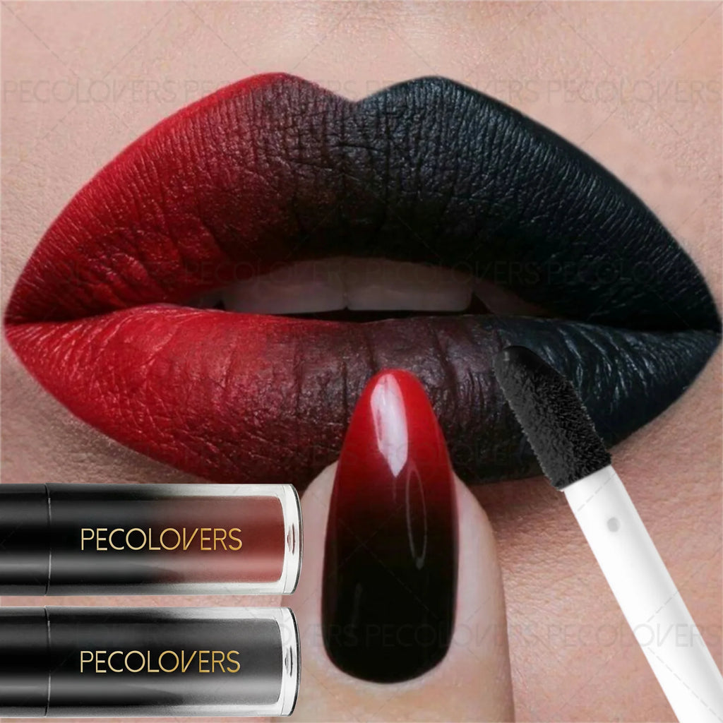 Matte Velvet Lip Gloss Elegant Gothic Effect Purple Black Dark Red