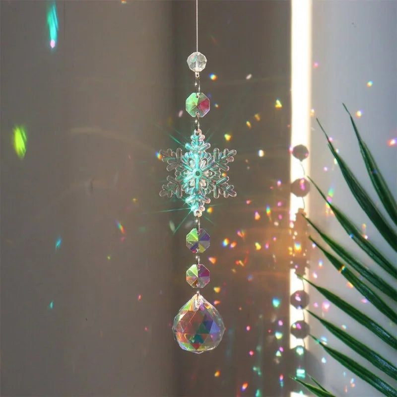Crystal Snowflake Sun Catcher – Rainbow Prism Window Pendant