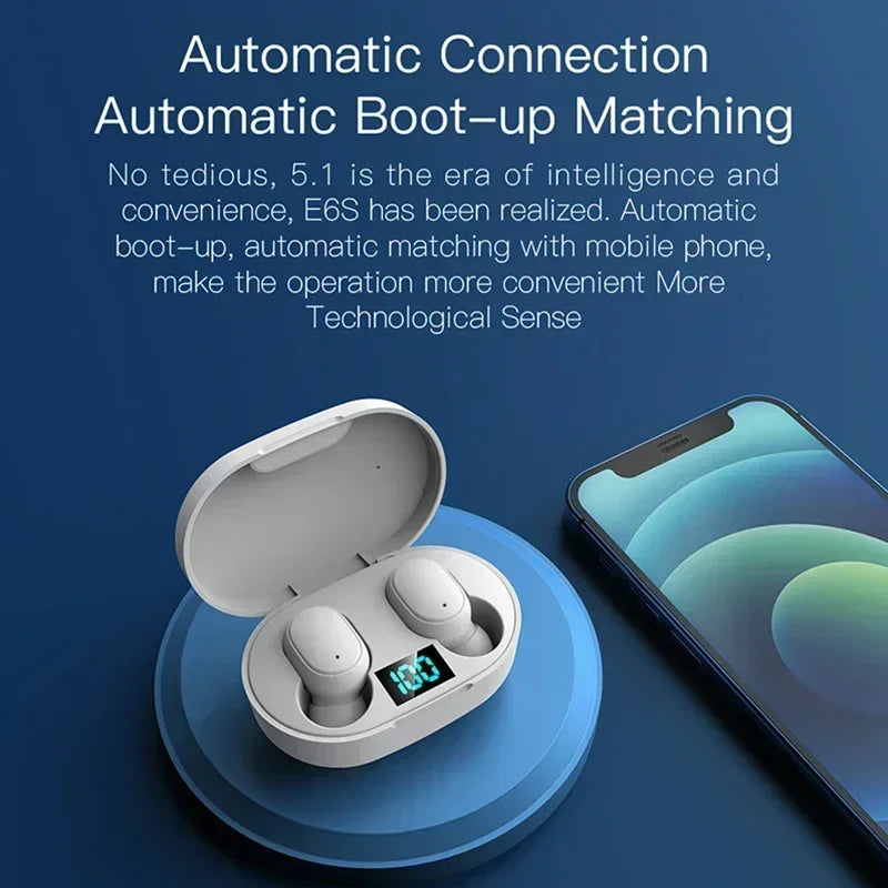 E6S Wireless Bluetooth Headset 5 2 Earphones LED Battery Display