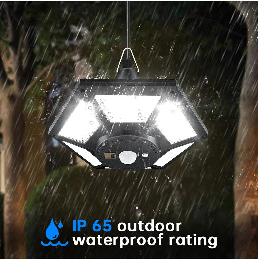 Solar Powered Shed Pendant Lamp Outdoor 5 Mode Lighting with Daytime Available Sensor Indoor Home Garage Light Zpaxo