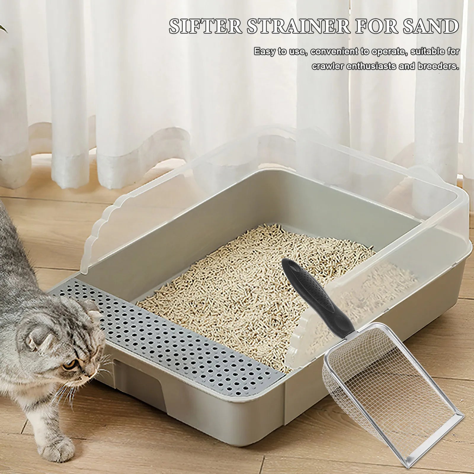 Stainless Steel Reptile Sand Shovel Lizards Snakes Filtering Mesh
