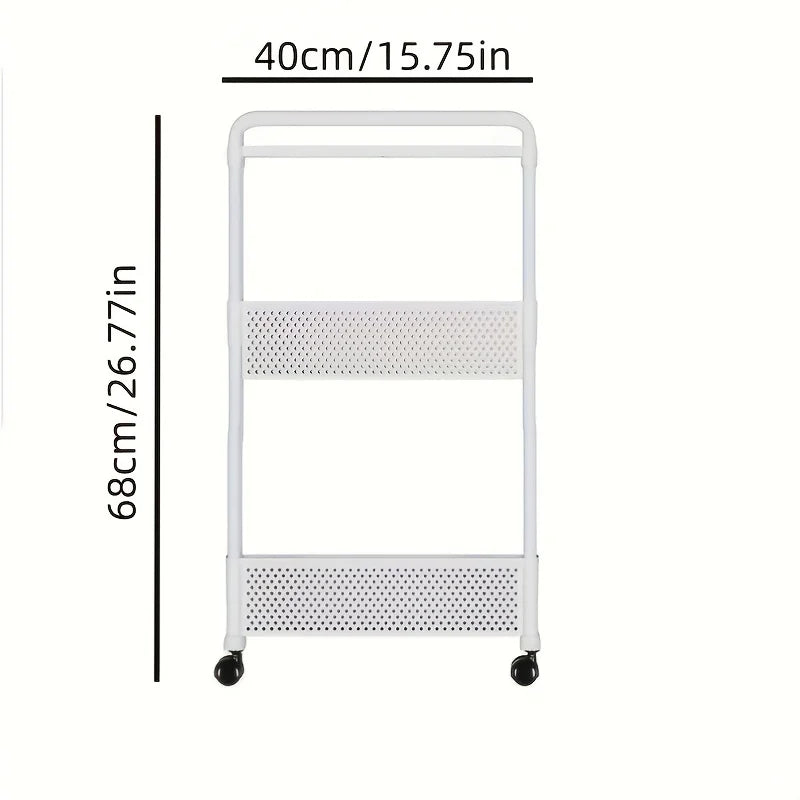 Space-Saving 5.12-Inch Narrow Storage Cabinet - 3-Tier Durable Plastic Freestanding Organizer with Wheels, Black and White Matte Zpaxo
