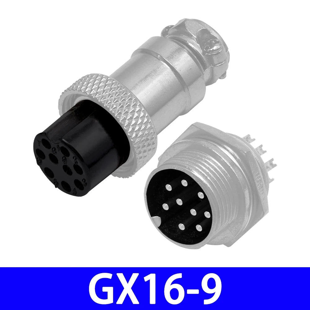 Metal GX16 16mm Aviation Wire Plug – 2-10 Pin Male Female Panel Mount Connector Zpaxo 9Pin