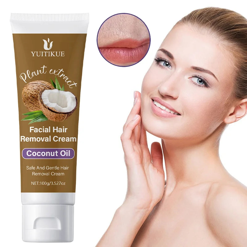 Lip Hair Removal Cream 100g – Coconut Oil, Pain-Free Formula Hair Removal Cream Zpaxo