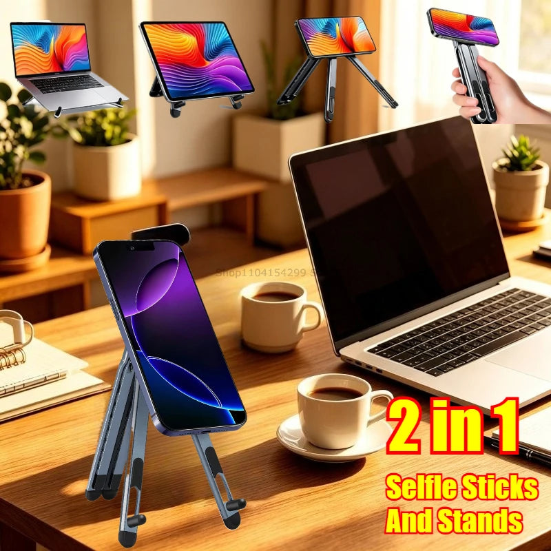 3-in-1 Magnetic Phone Holder Base for Laptop Portable Selfie Stick Foldable Tripod Stand for IPhone IPad Tablet Laptop Desktop Zpaxo