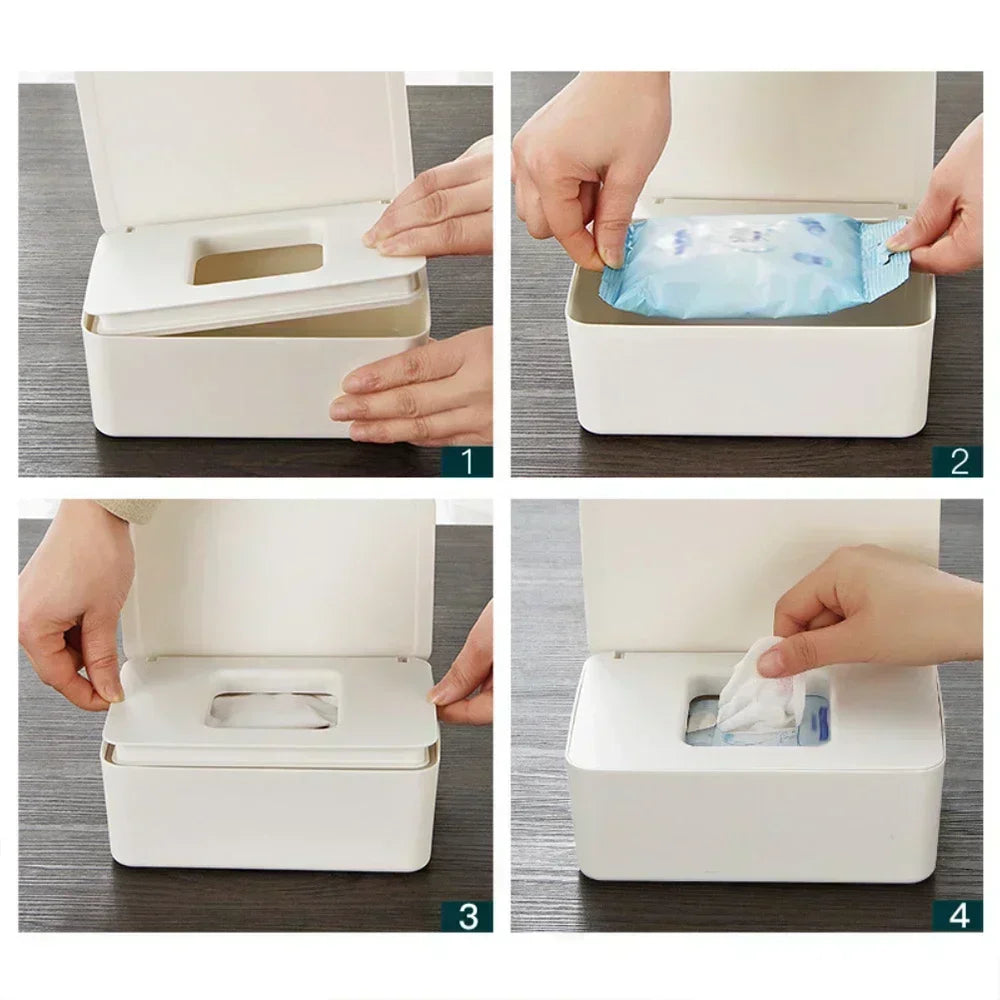 Hot Dustproof Wet Tissue Box with Lid Baby Nappy Wet Tissue Storage Holder Dispenser for Home Car Office Paper Tissue Organizer Zpaxo