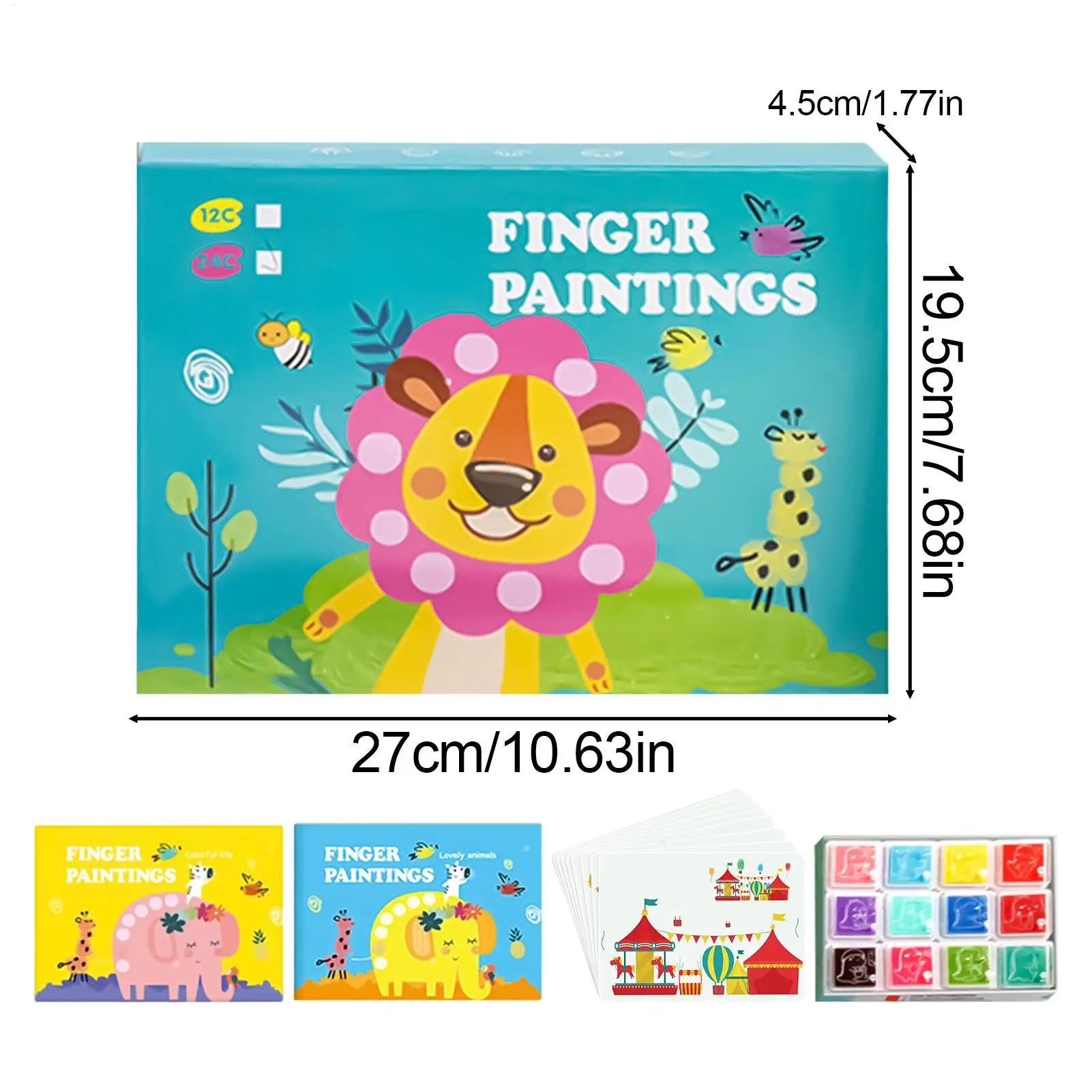 Finger Paint Paper 12-Color Educational Washable Kids Drawing Pad Art Zpaxo