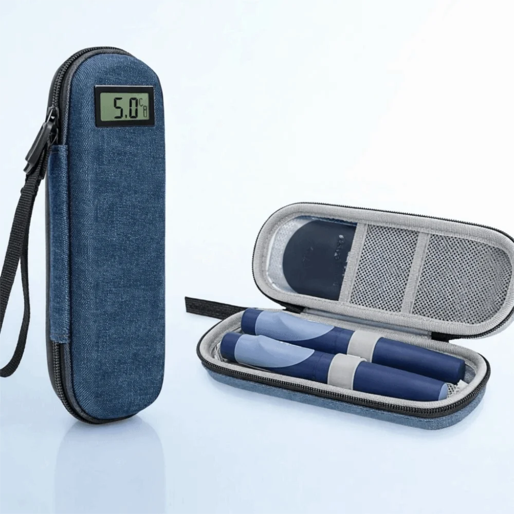 Outdoor Protable Insulin Cooler Bag Insulin Vial Protector Thermometer Display Insulin Vial Storage Case Waterproof Storage Bag Zpaxo