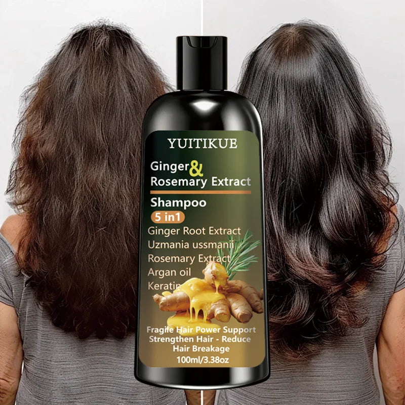 Ginger & Rosemary 5-in-1 Shampoo | Keratin & Argan Oil 100ml Hair Strengthening Shampoo Zpaxo
