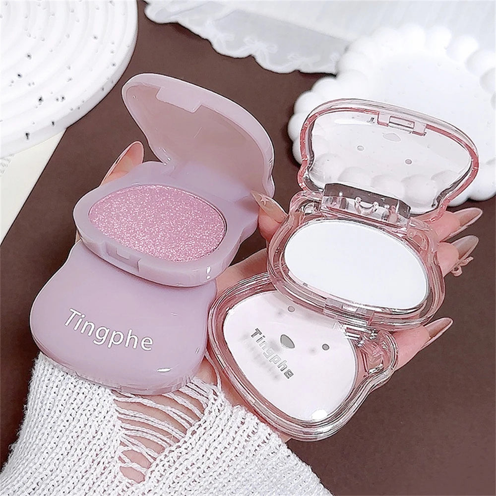 Lilac Purple Glitter Highlighter Eyeshadow Palette Soft Pearl for Face Contour White Eye Brighten Shadow Natural Glow Makeup Zpaxo