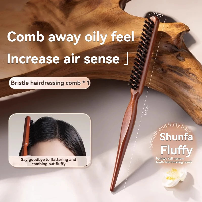 Natural Boar Bristle Hair Brush – Wood Handle Styling Comb