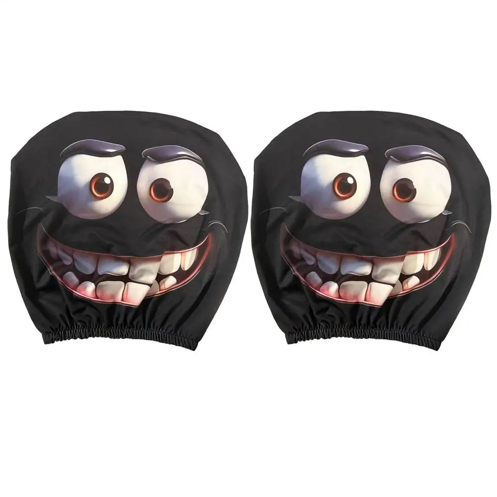 Funny Face Car Headrest Covers Auto Seat Pillow Cases Interior