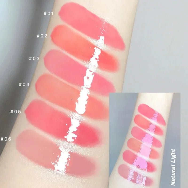 Mirror Glass Solid Lip Gloss Water Light Round Tube Lasting