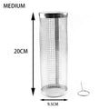 BBQ Basket Stainless Steel Rolling Grilling Basket Wire Mesh Cylinder Grill Basket Portable Round Outdoor Camping Barbecue Rack Zpaxo 20x9x9cm