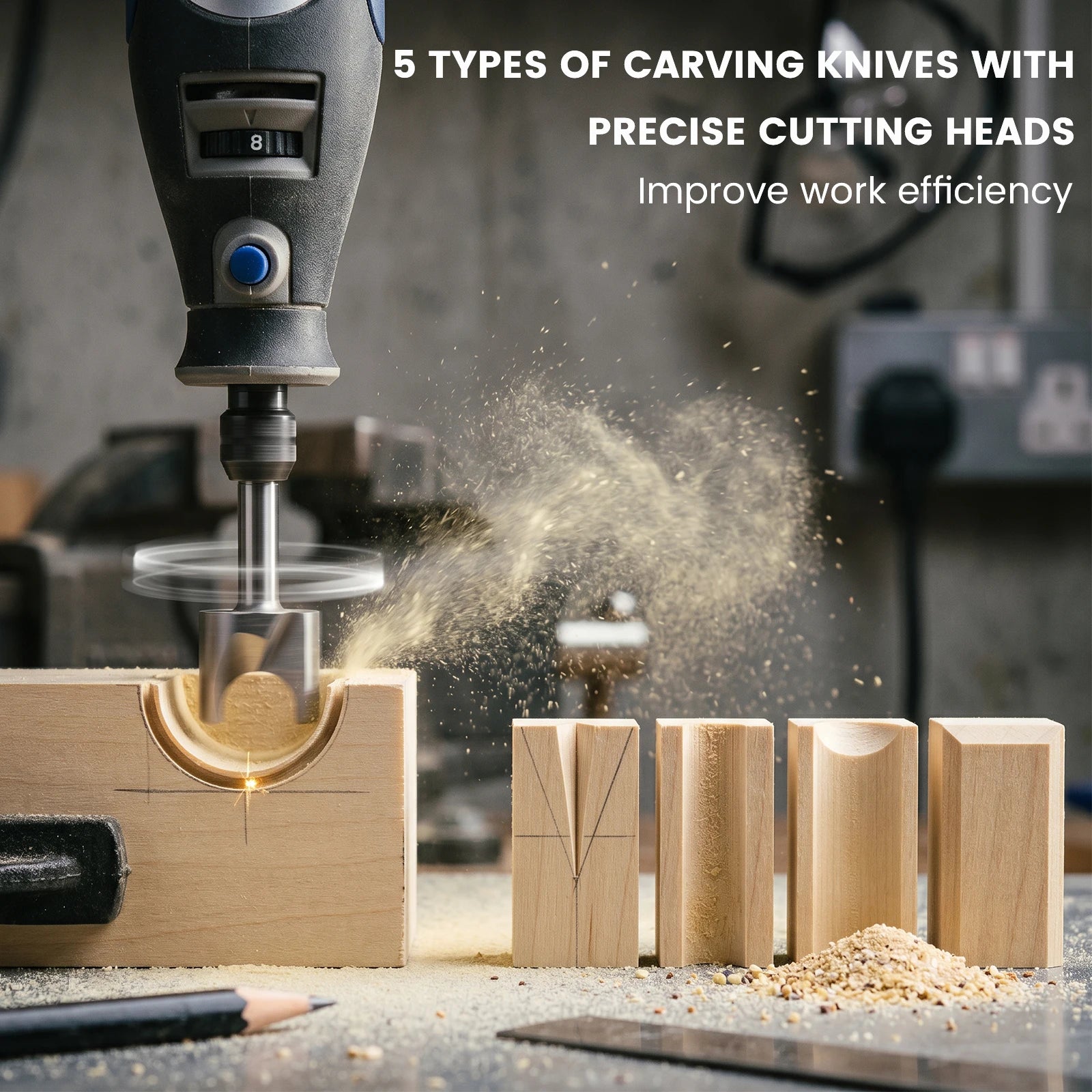 Wood Carving Drill Bits Set Compatible with Dremel Rotary Tool 5 Different Engraving Drill Accessories Bit Wood Grinding Woodwor Zpaxo