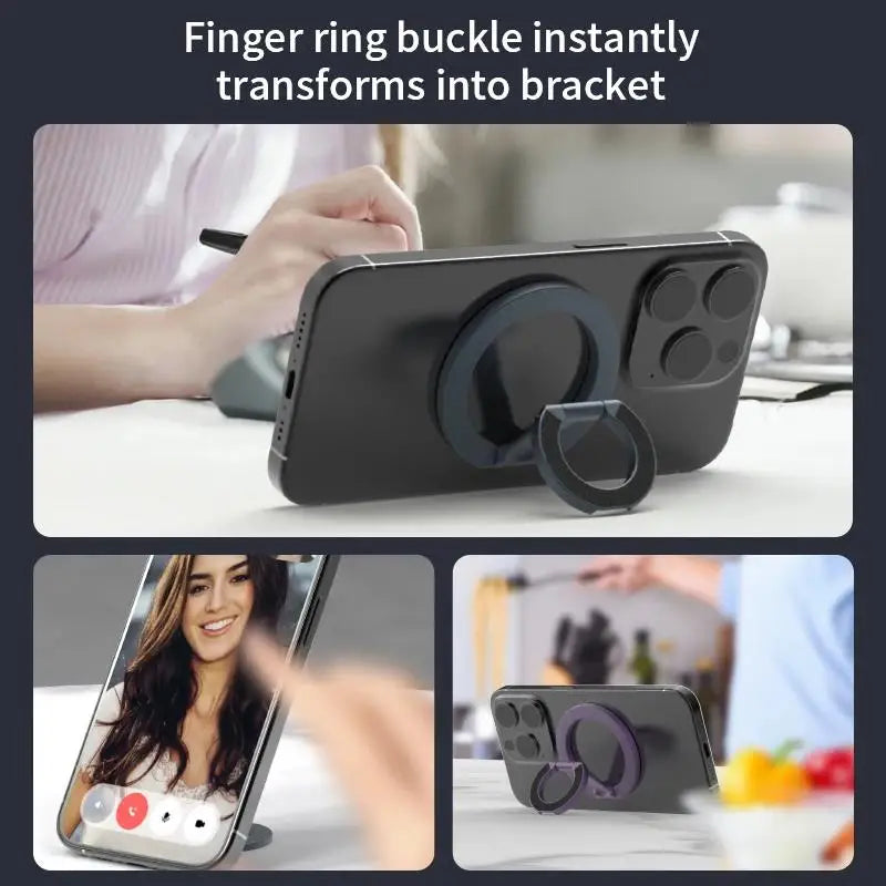 Double Sided Magnetic Phone Finger Ring Holder 360 Degree Rotation Mobile Phone Stand For Magsafe Magnet Bracket For iPhone 17 Zpaxo