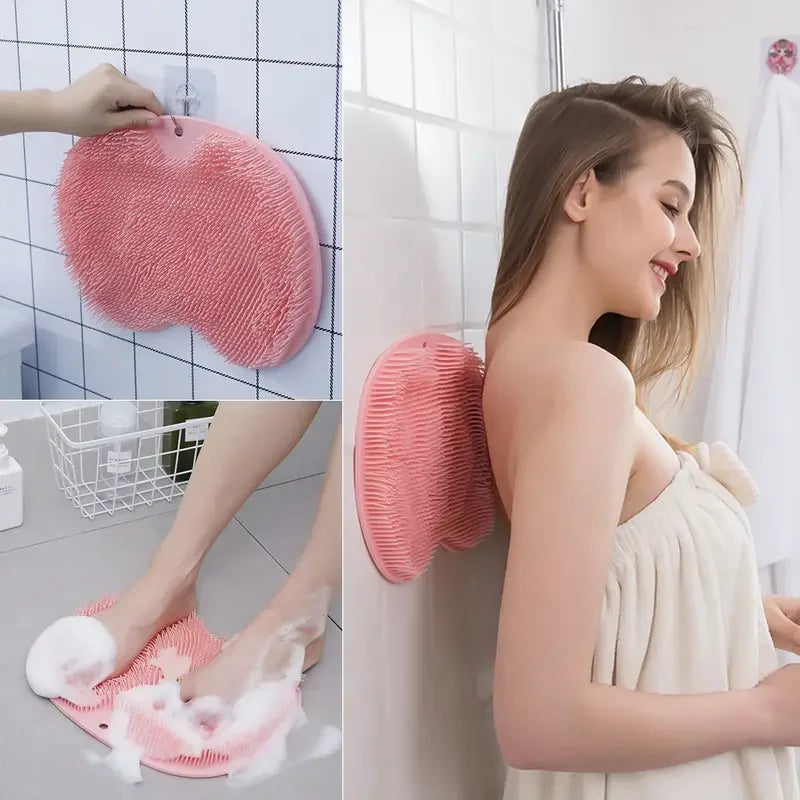 Non-Slip Shower Foot Washing Mat - Clean Bath Exfoliating Mat for Home Spa and Bathroom Plaid Zpaxo