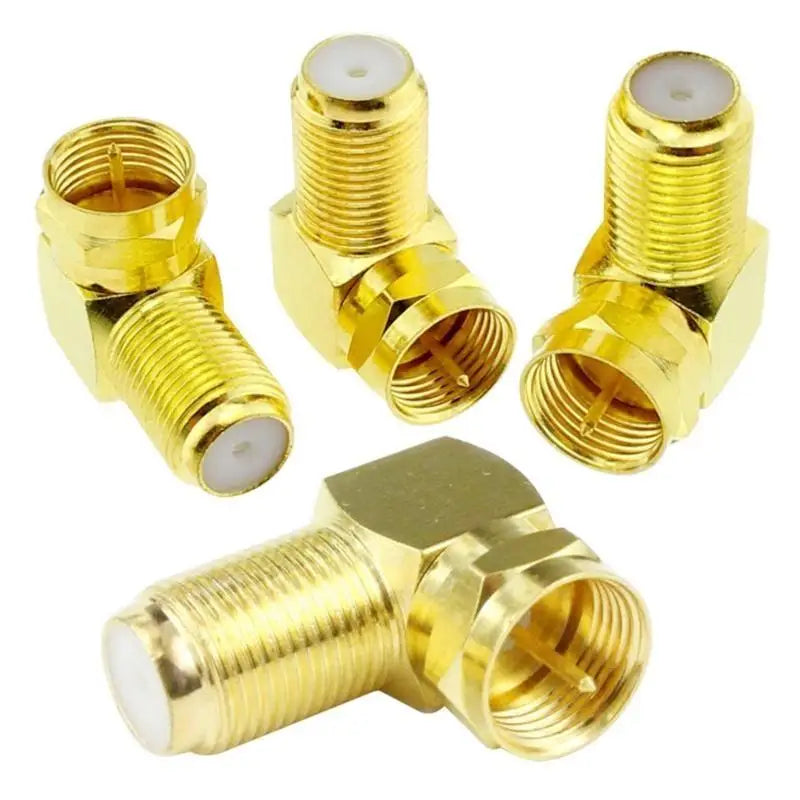 652F 90 Degree Coaxial Connector F-Type Coax Adapter Male to Female Zpaxo
