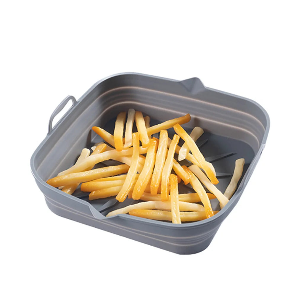 Silicone Air Fryers Liner Oven Baking Tray Square Oven Baking Tray Basket Reusable Liner Pizza Basket Mat Insert Dish Pan Zpaxo