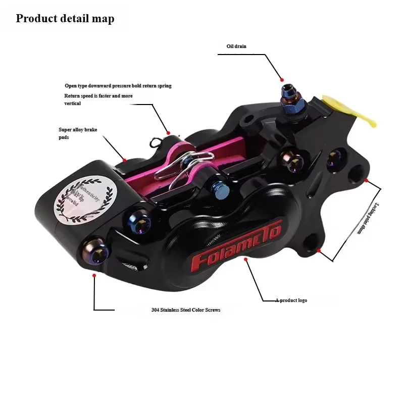 4-Piston CNC Disc Brake Caliper for Electric Motorcycles