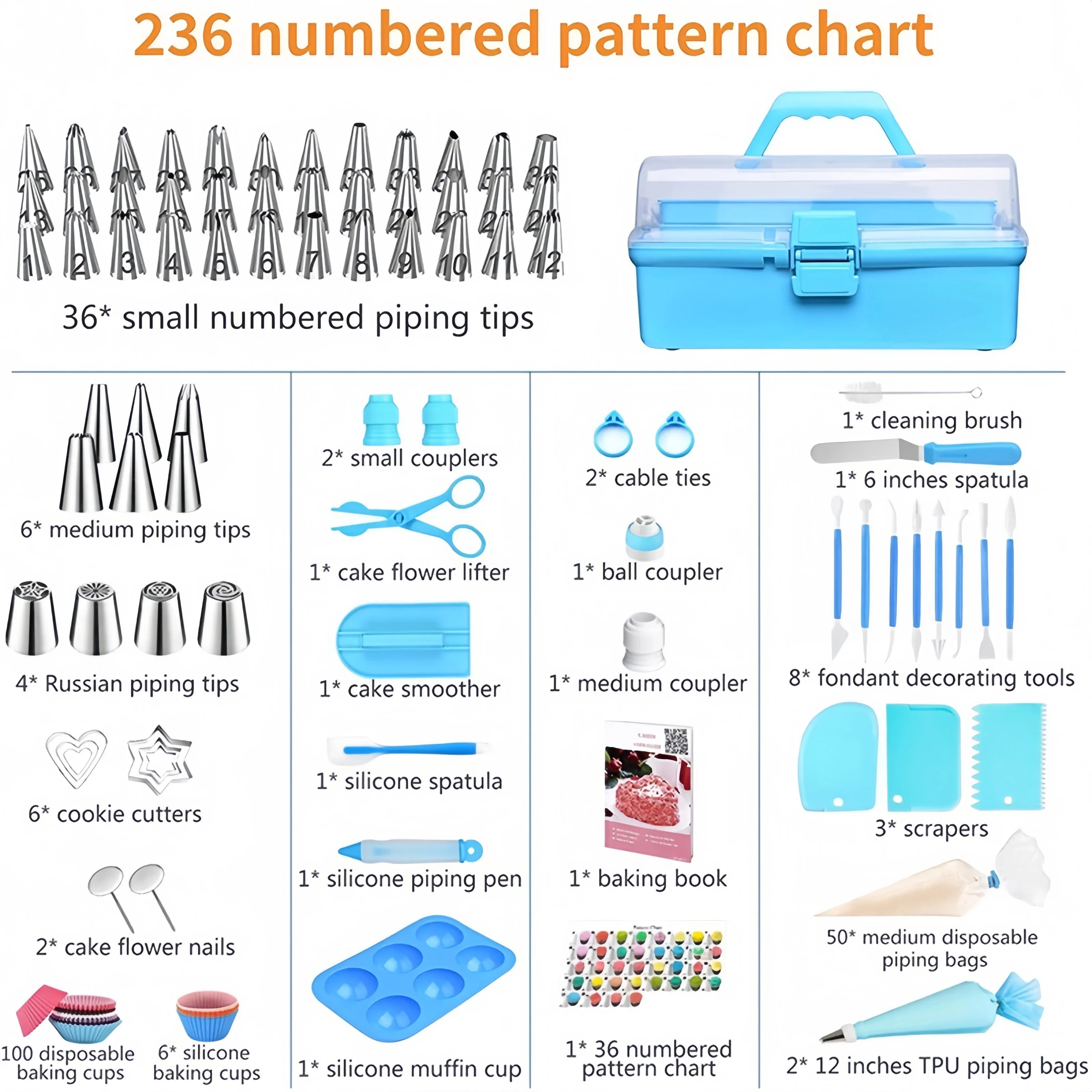 Complete Cake Decorating Organizer Storage Case Stainless Steel Zpaxo
