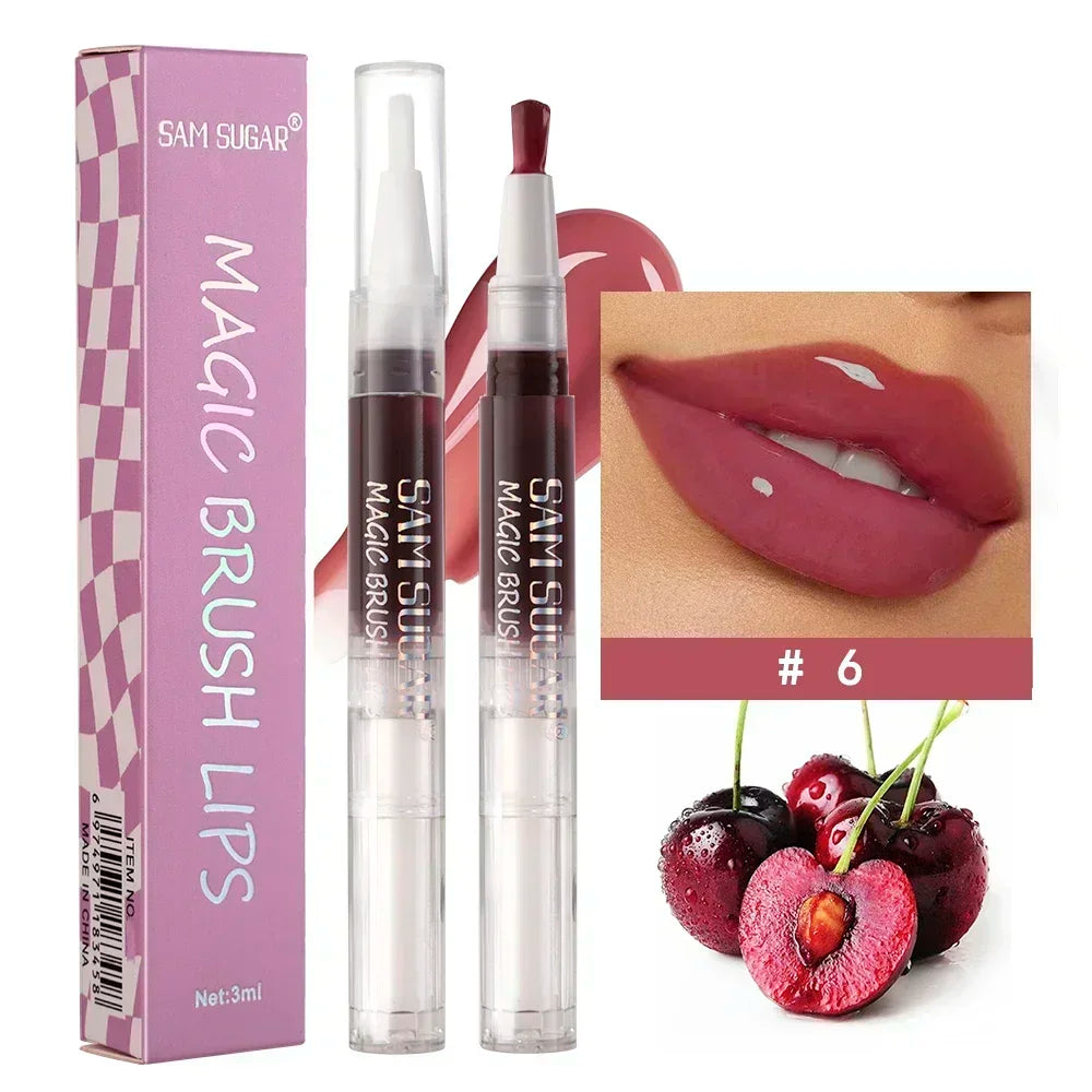 Fruit Glitter Plumping Lip Gloss Jelly Moisturizer Rotate Lip Tint Stick Transparent Lip Oil Fullness Makeup Lips Care Brush Zpaxo 06