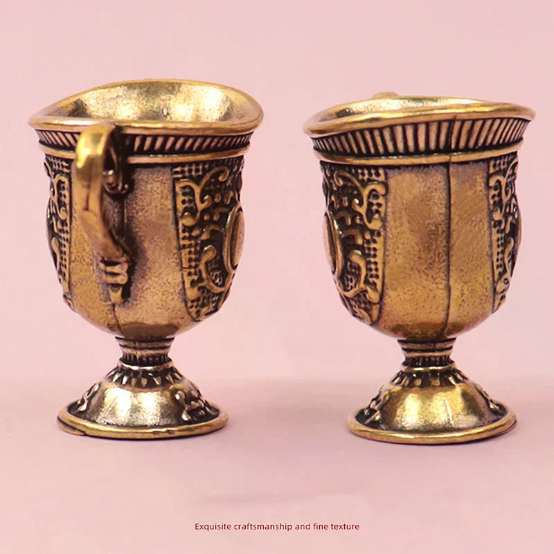 Home Living Room Decoration Crafts Gift Antique Small Copperware Buddha Tea Set Copper Teacup Brass Keychain Pendant Zpaxo
