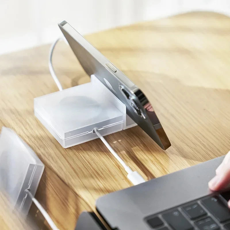 Rotatable Transparent Square Wire Winder Box Cable Management Zpaxo