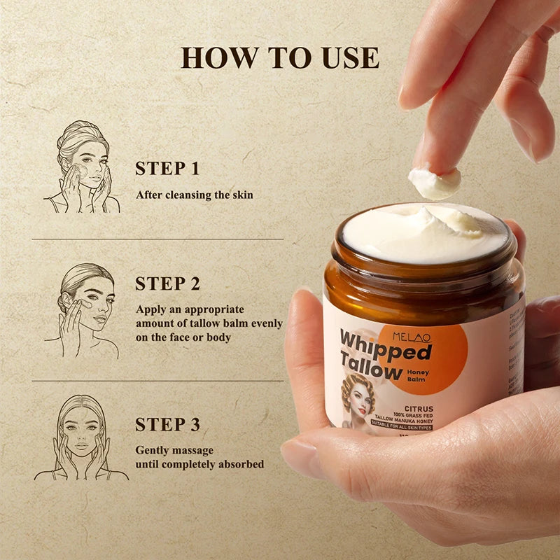 Beef Tallow & Honey Cream – Deep Moisturizer for Dry Skin Moisturizing Skin Balm Zpaxo