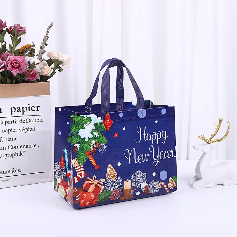 Christmas Gift Tote Bags – Santa, Elk & Snowflake Non-Woven