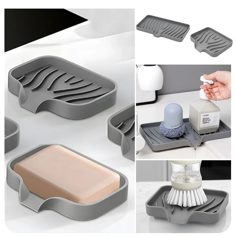 Silicone Faucet Drain Pad Sink Dish Soap Anti-slip Tray Kitchen Mat