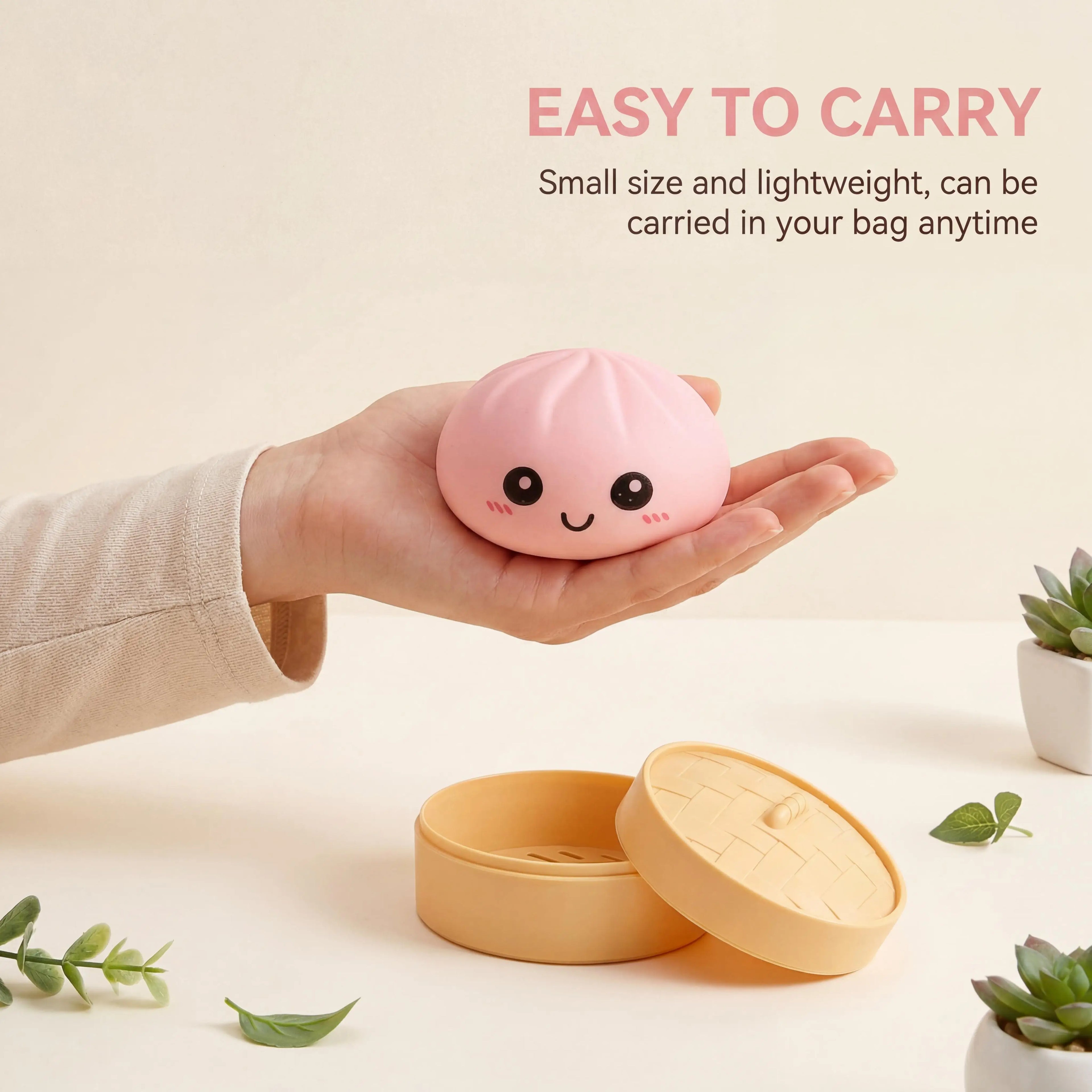Dumpling Squishy Toy with Steamer – Stress Relief Ball (4 Colors) Squishy Stress Toy Zpaxo