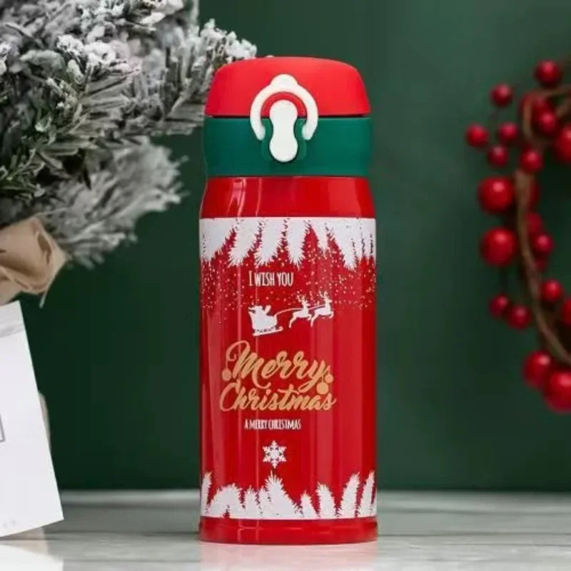 Kids Christmas Thermos – Cute Cartoon 304 Stainless Steel Gift Cup Kids Vacuum Thermos Zpaxo
