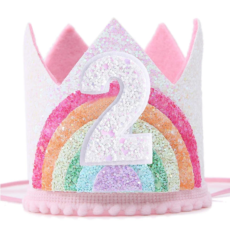 Felt Rainbow Crown Birthday Party Crowns 1st 2nd 3rd Happy Decor Kids