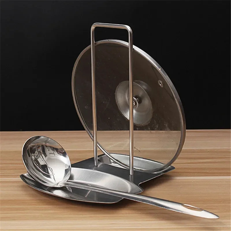 Stainless Steel Pot Lid & Spoon Holder – Kitchen Drain Rack Spoon & Lid Holder Zpaxo