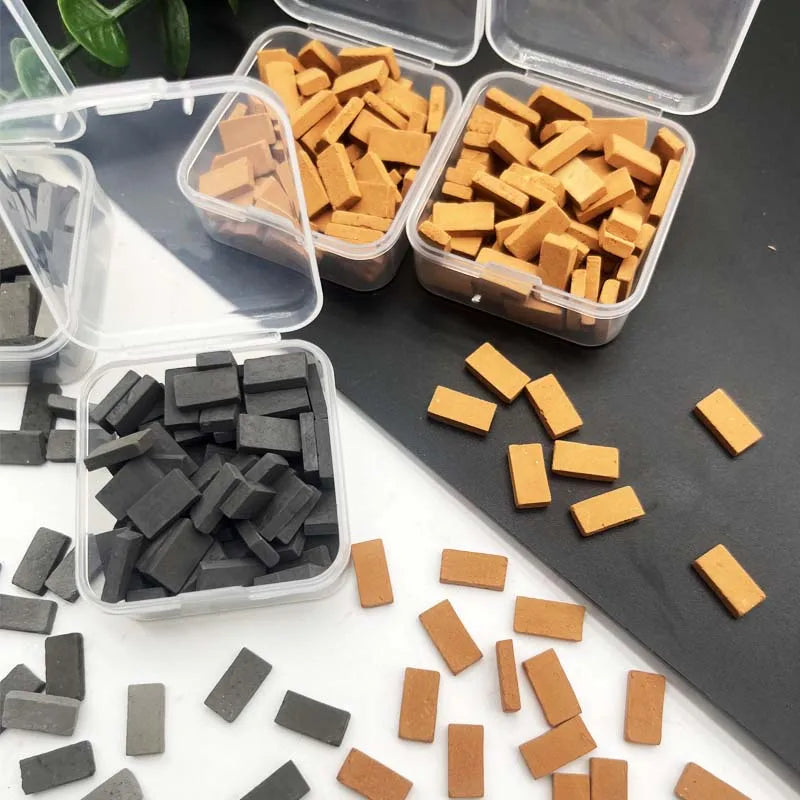 80pcs/1box 1:35 mini wall tiles miniature brick statue model brick building set fake bricks for garden landscape accessories Zpaxo