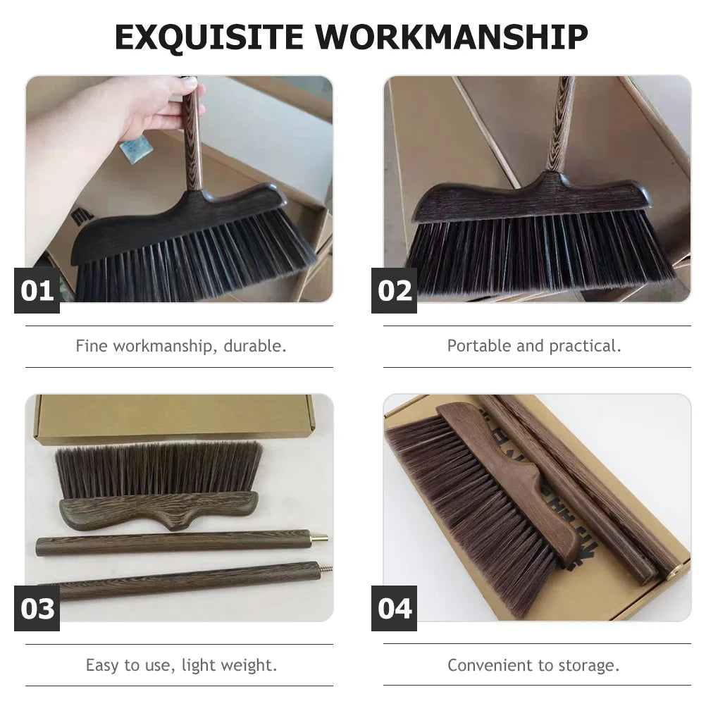 Angled Wood Handle Soft Bristle Broom – Indoor & Outdoor Angled Floor Broom Zpaxo