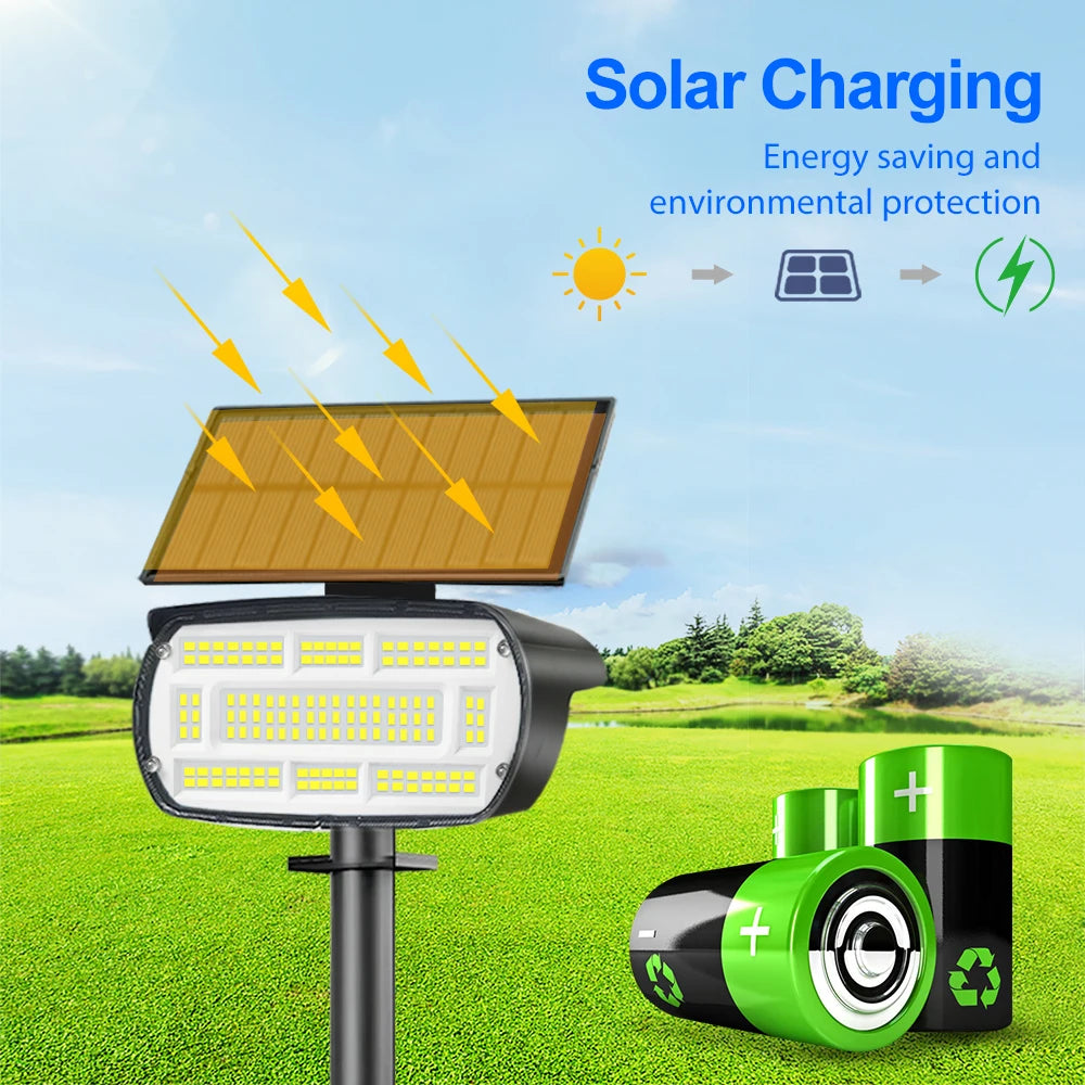 136 LED Solar Spot Landscape Lights Outdoor Waterproof Large Area Lighting Solar Spotlights Garden Pathway Driveway Walkway Zpaxo