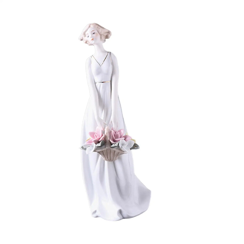 Porcelain Lady Statue – Ceramic Girl Figurine Home Decor Gift Decorative Figurine Zpaxo Style A
