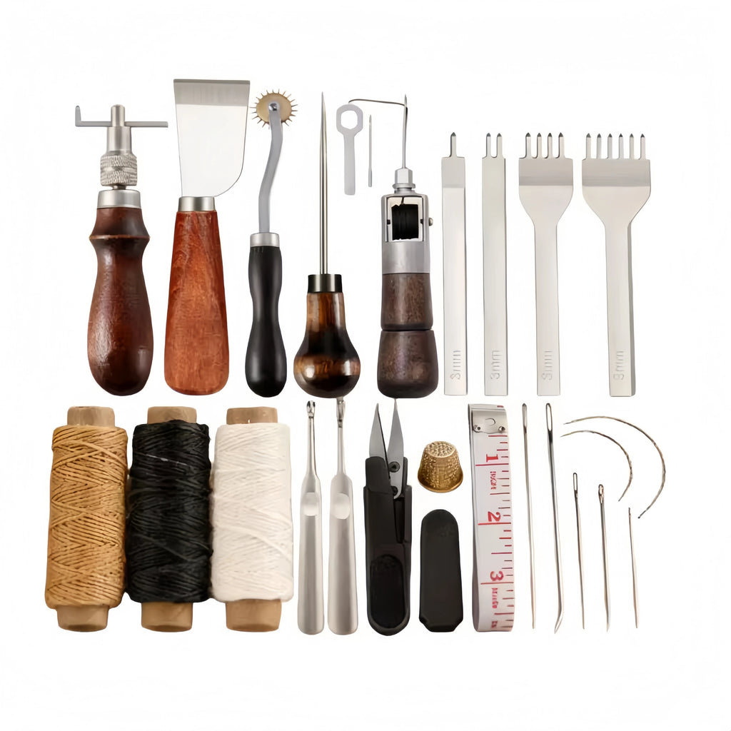 Professional Hand Sewing Leathercraft Tools Kit Saddle Groover Stitching Punch Carving Work Sets Tool For DIY Leather Accessory Zpaxo Leather Tool Set