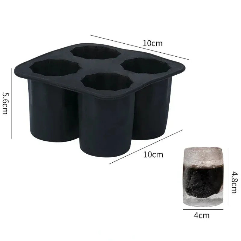 Silicone Shot Glass Mold 4 Cavities Round Ice Reusable Non-stick