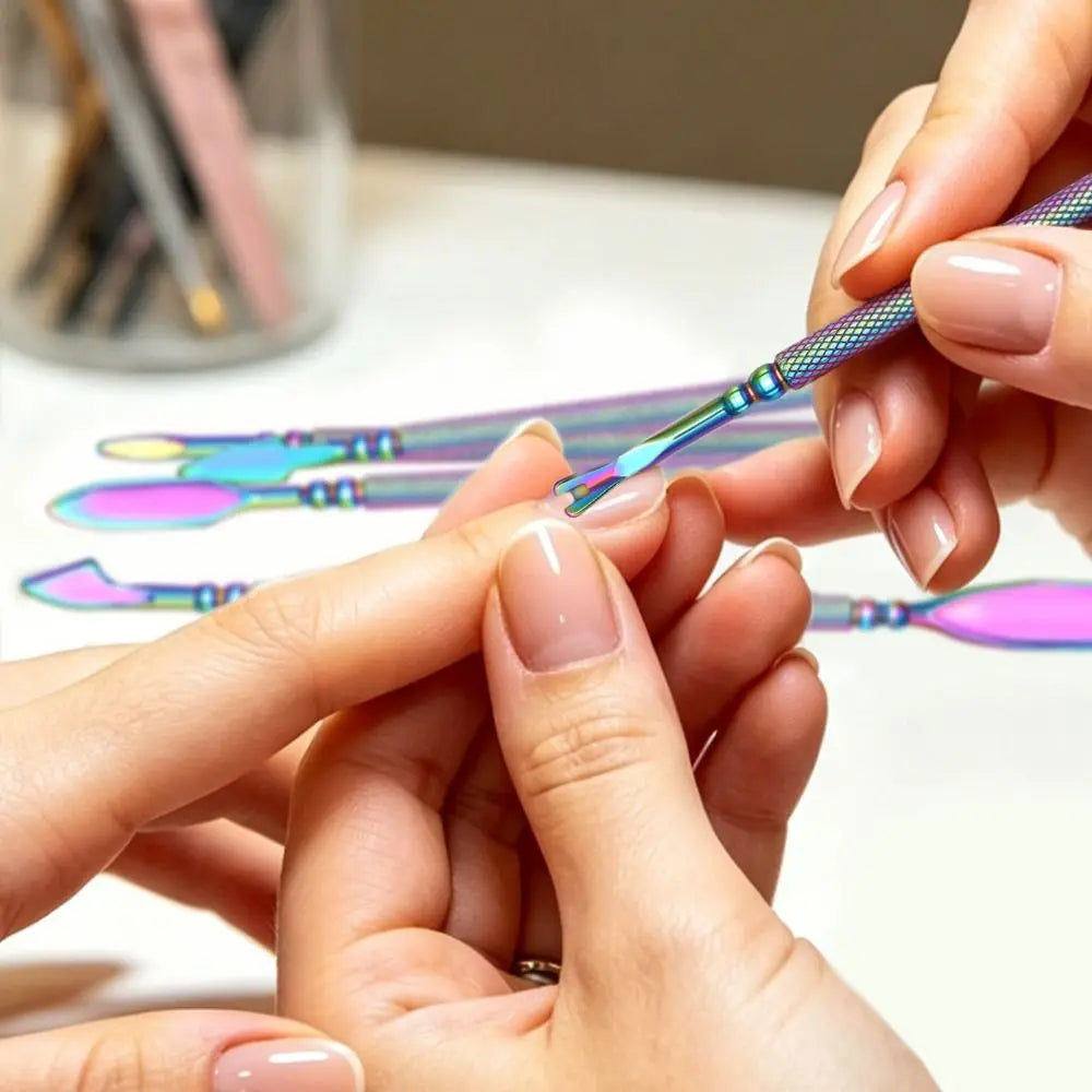 Double Head Nail Cuticle Pusher Hook Stainless Steel Gel Polish Zpaxo
